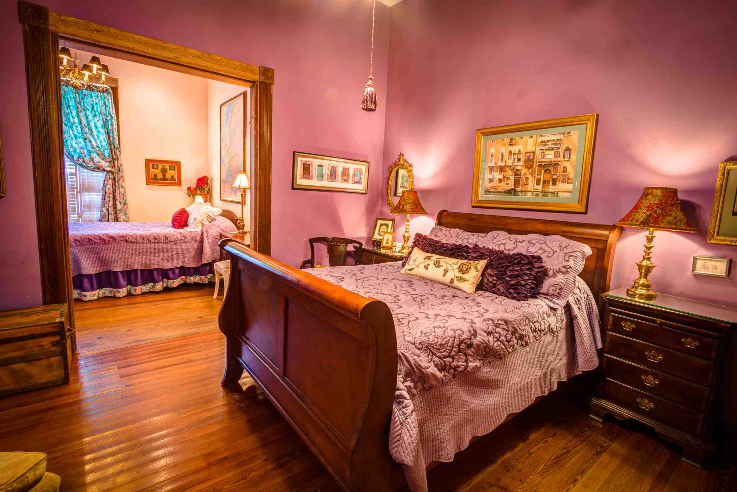 A purple bedroom